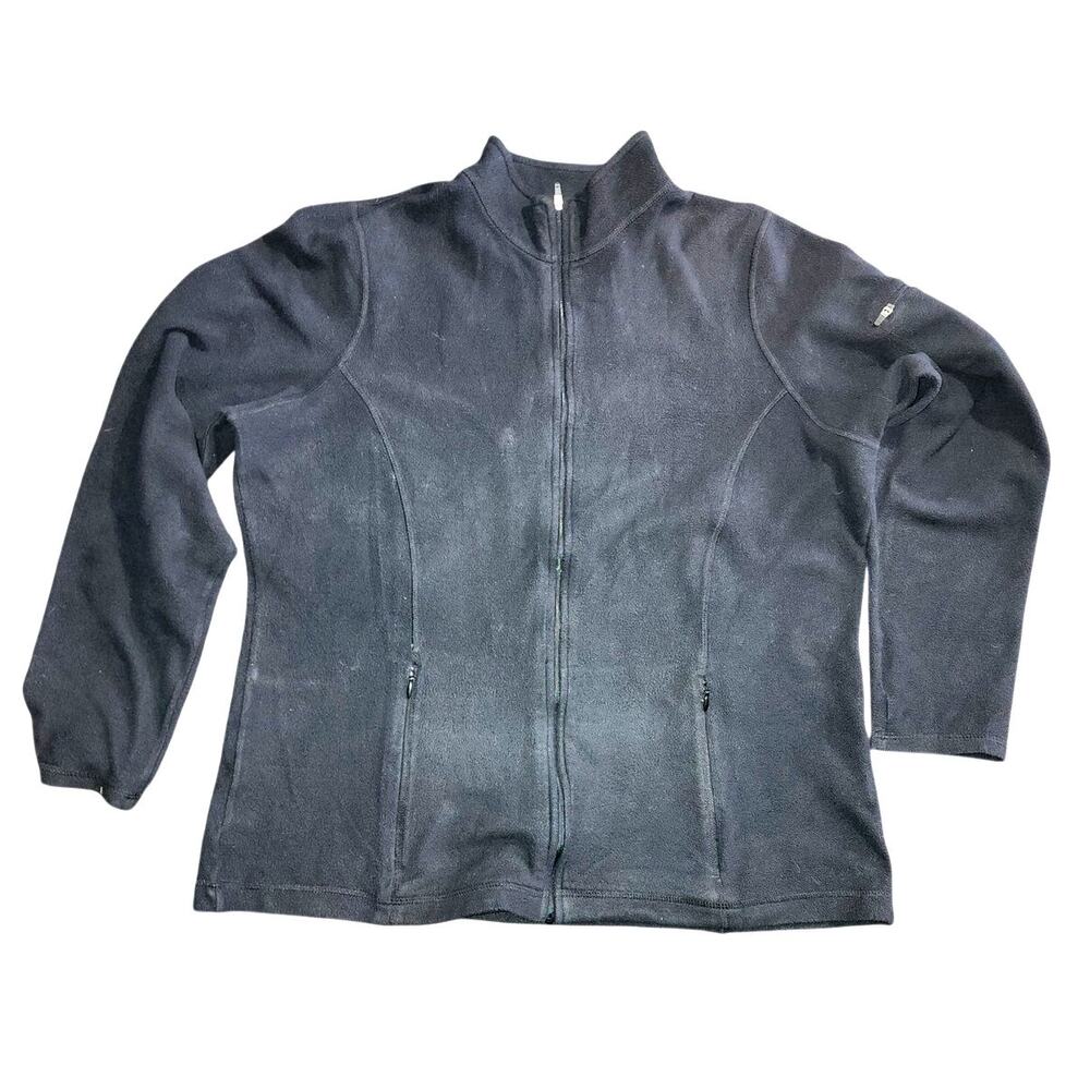 LL Bean Black Fleece zip Up Front Pockets Arm Pockets Jacket Large